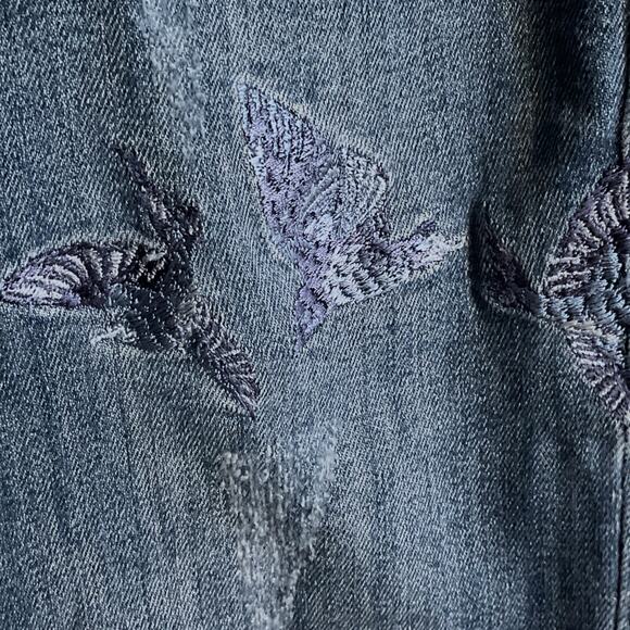 BEBELA Blue Denim Jeans Butterfly Embroidered Girls Size 36/USA 4 - Picture 7 of 11